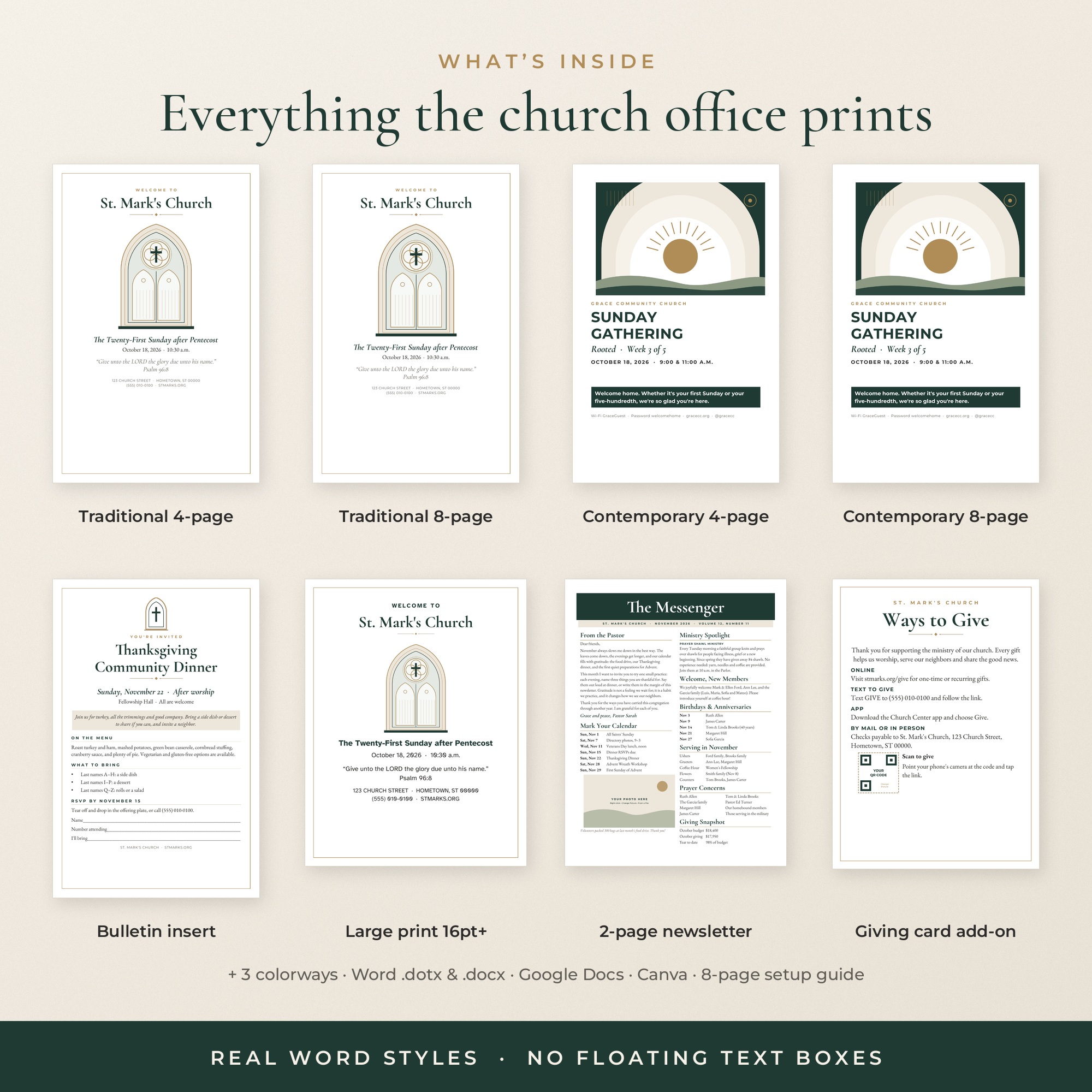 Preview of pages included in the bulletin kit