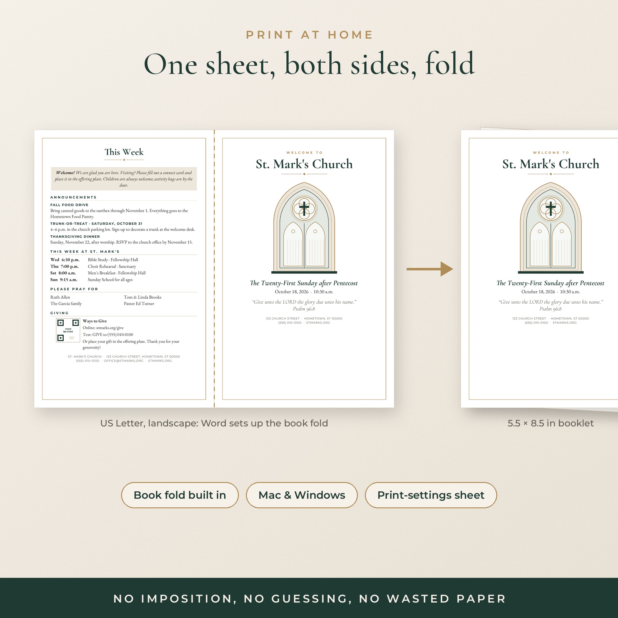 Bulletin laid out to print as a folded booklet