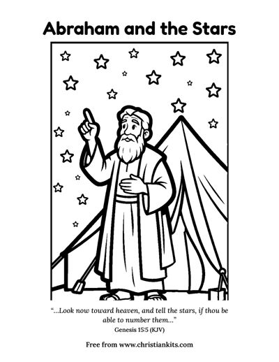 Preview of the Abraham and the Stars colouring page