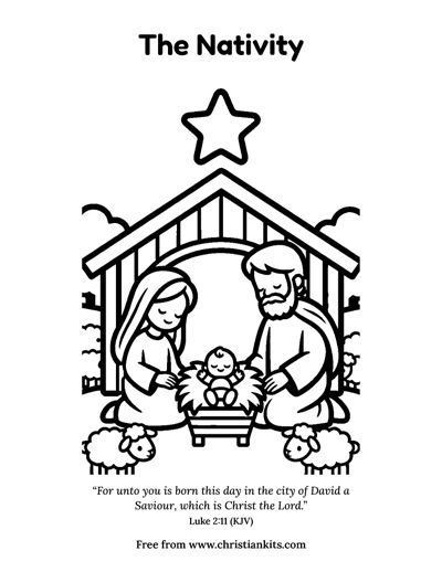 Preview of the The Nativity colouring page