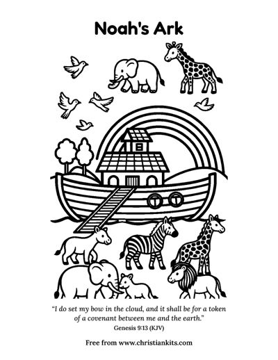 Preview of the Noah's Ark colouring page