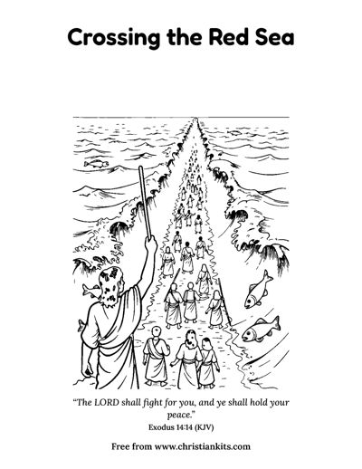 Preview of the Crossing the Red Sea colouring page