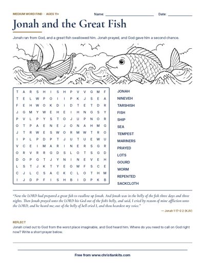 Preview of the Jonah word find word find