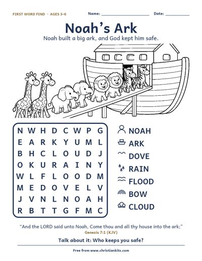 Preview of the Noah's ark word find word find